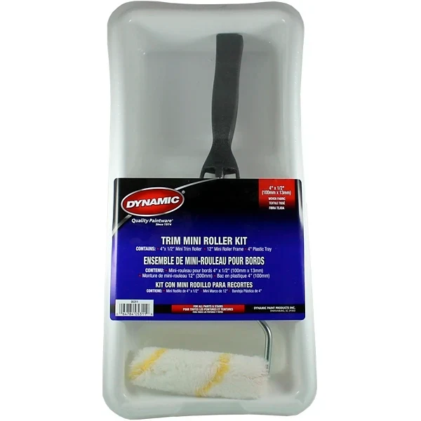 Roller Kit- Mini Roller Tray- 4"in x 3/8"nap- Yellow Stripe