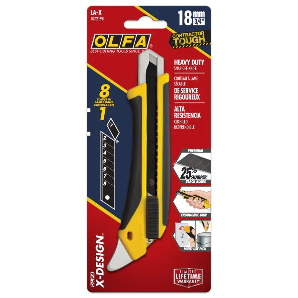 OLFA LA-X KNIFE- 18mm 8Pt Fiberglass Utility Knife with Multi-Pick