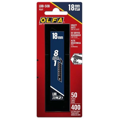 OLFA LBB-50B 18mm 8Pt- Carbon Steel Heavy Duty UltraSharp Blade