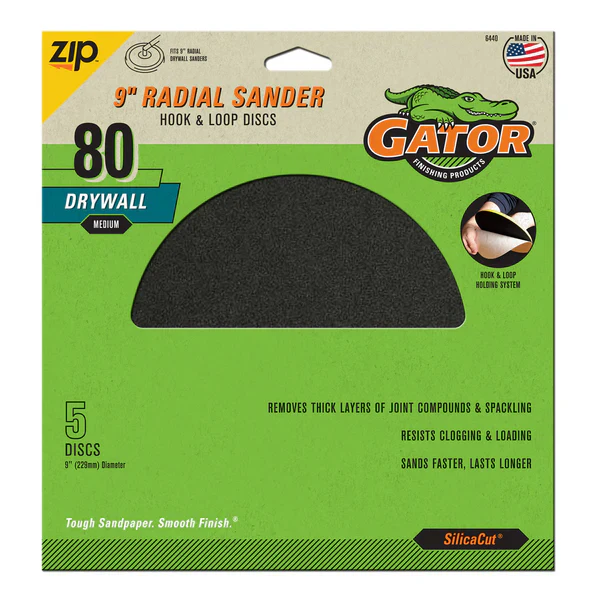 Radial Sander- Hook & Loop Discs- 80grit Medium- 5pk