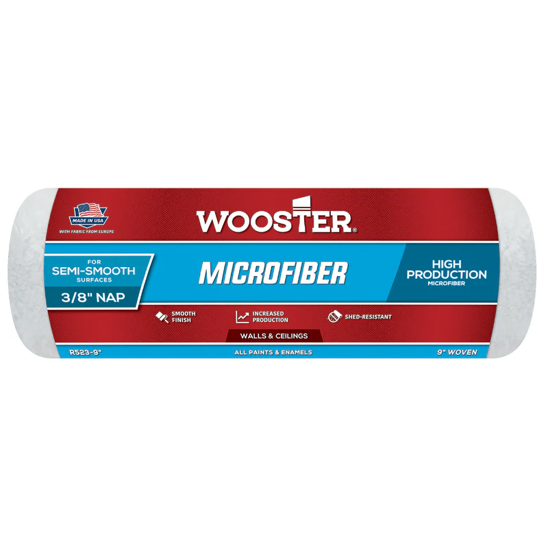 Microfiber R523- 9" Regular Paint Roller Cover- 3/8"nap