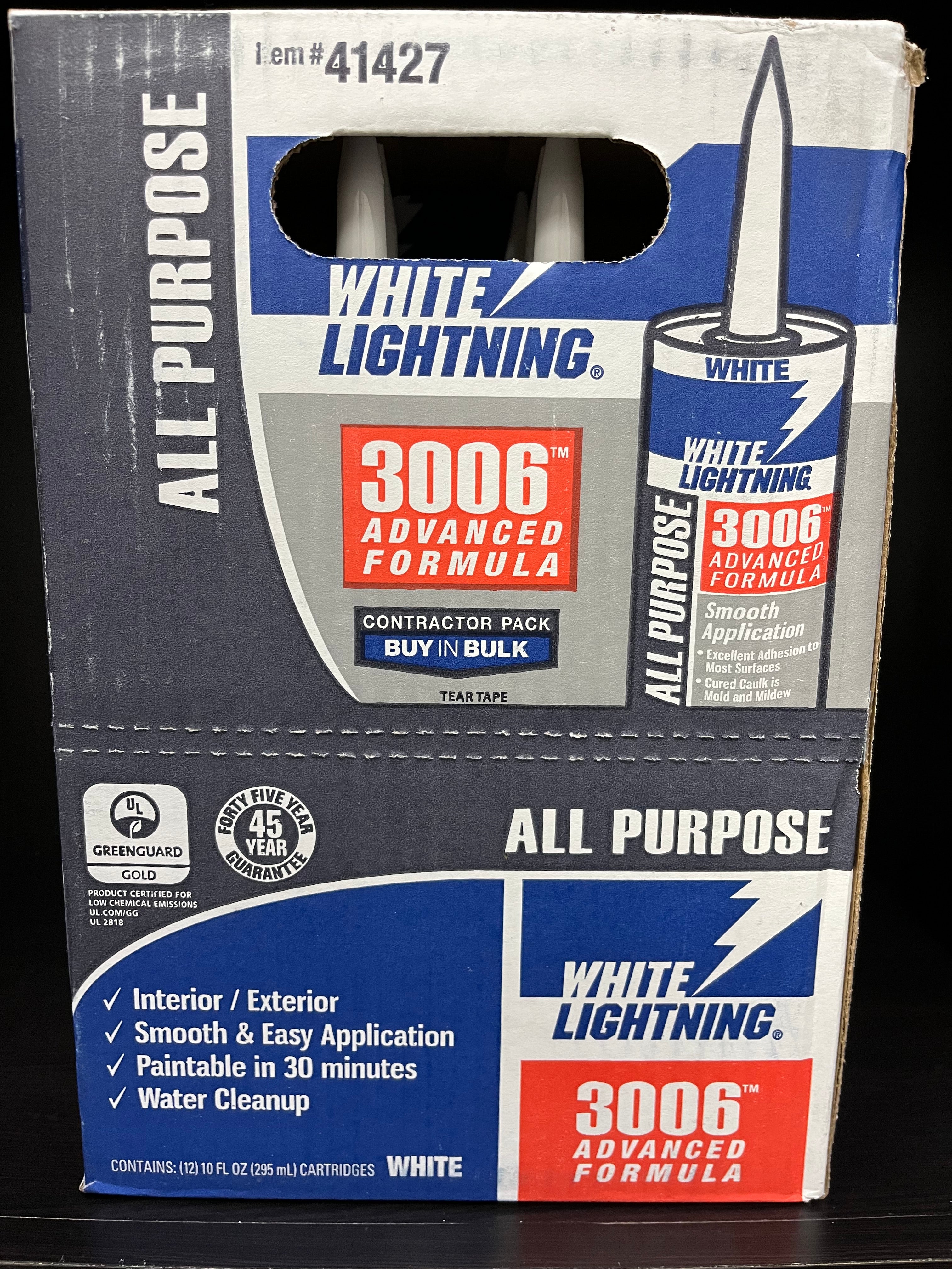 White Lightning 30060 10 oz. White 3006 Plastic Cart Original Formula Caulk - Image 3